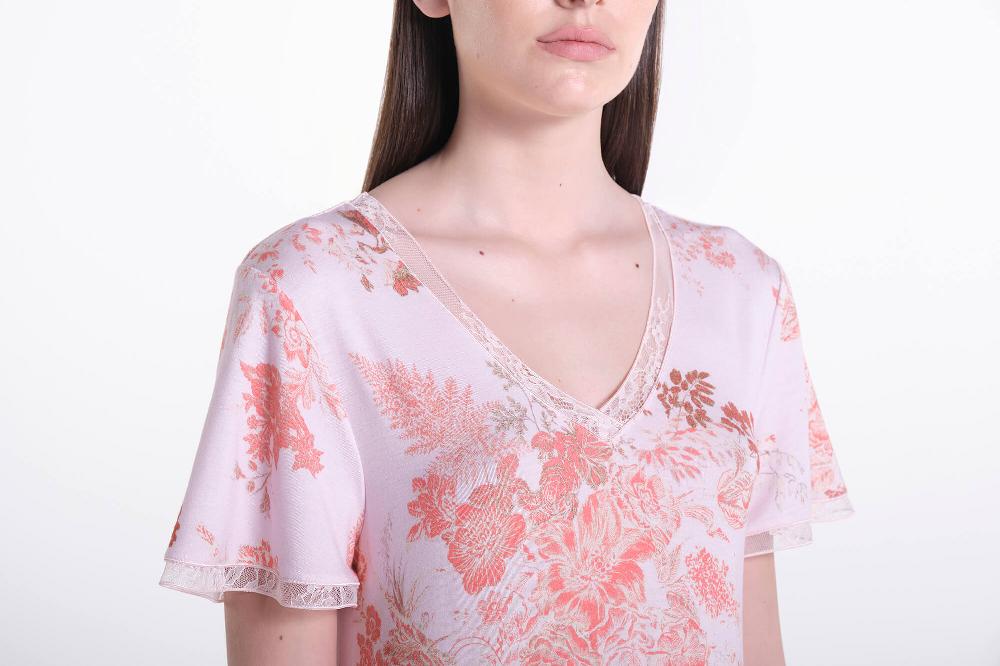 Verdiani Camicia Viscosa Stampa Fiore In Linea