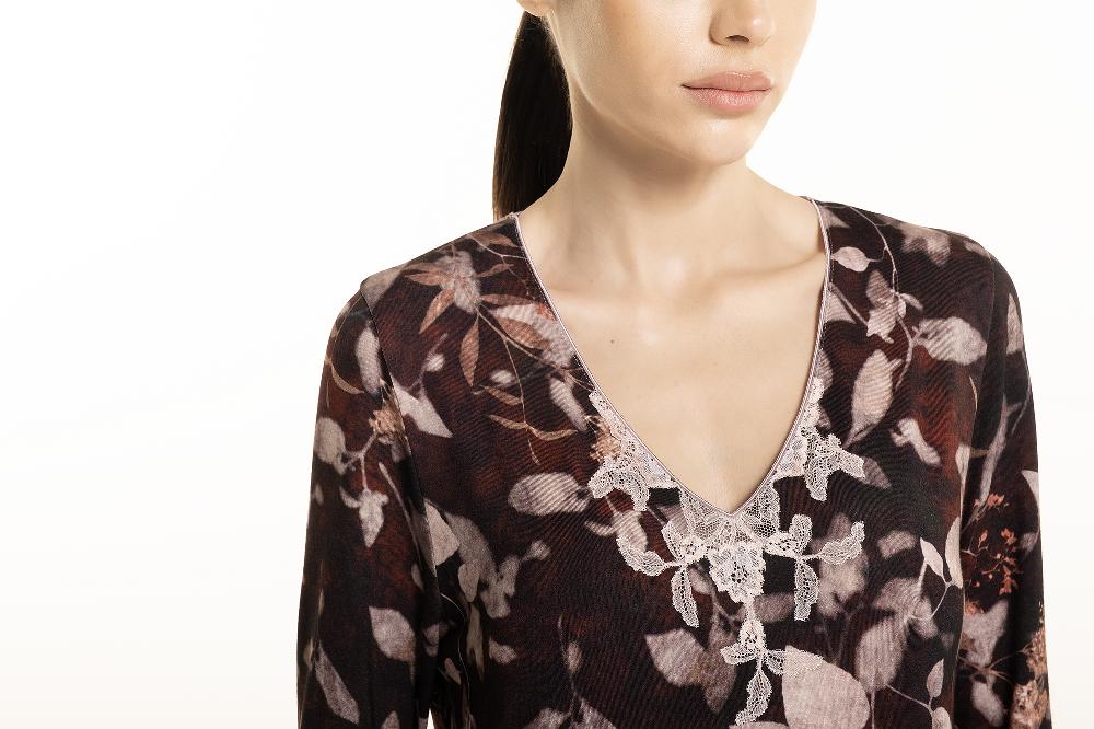 Verdiani Camicia Viscosa Stampa Fiore Sconto