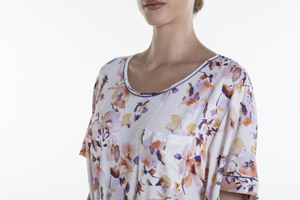 Verdiani Camicia Viscosa Stampa Fiore In Linea