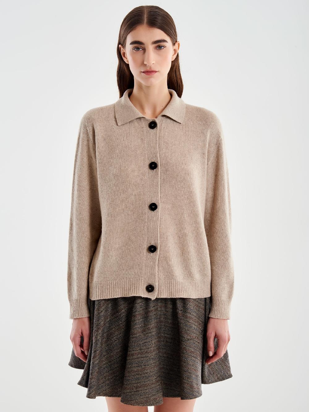 Vicolo Cardigan Con Colletto e Bottoni Marrone Online
