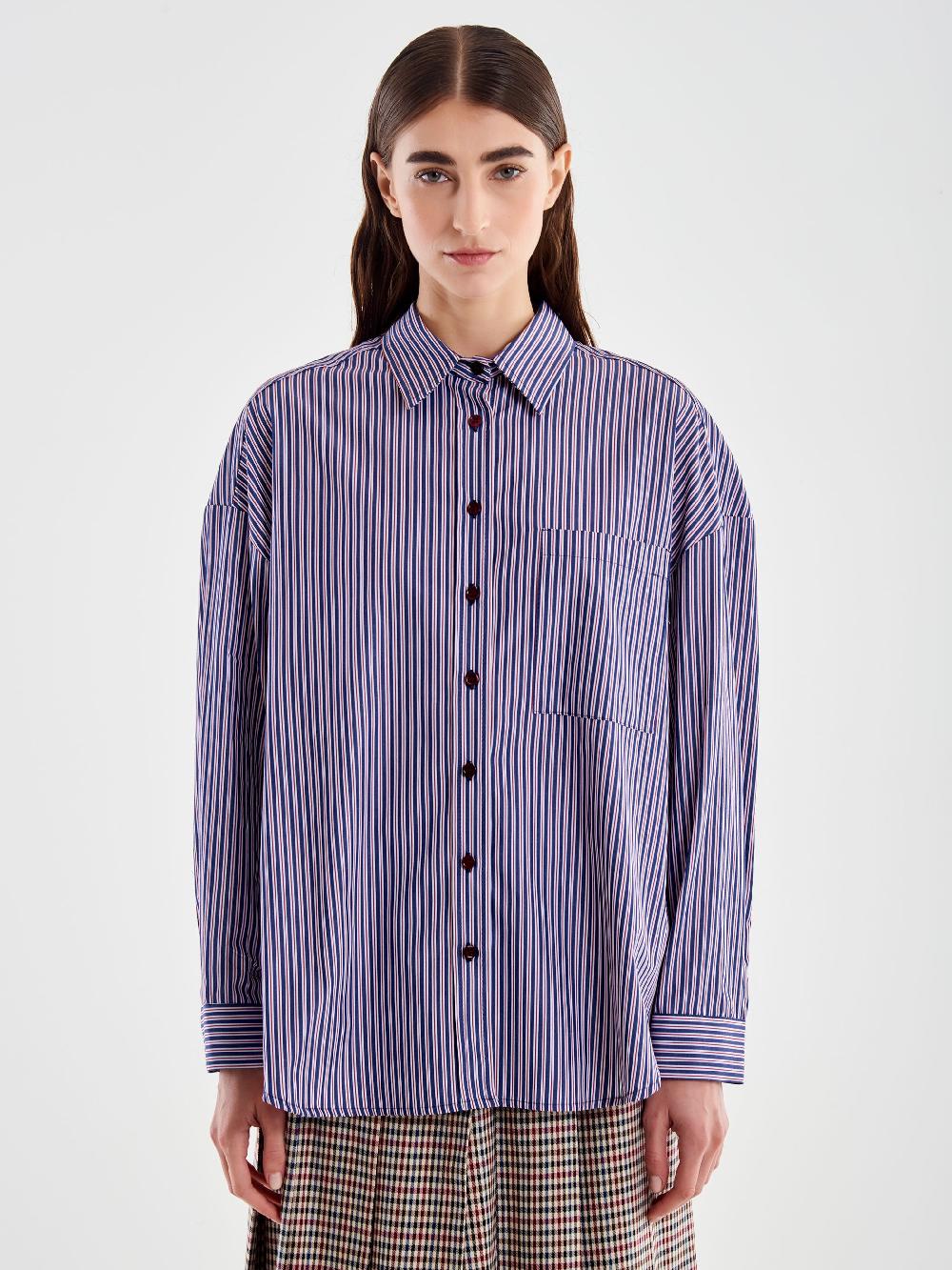 Vicolo Camicia con Tasca a Righe Blu Outlet