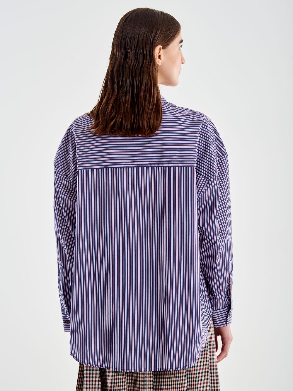 Vicolo Camicia con Tasca a Righe Blu Outlet