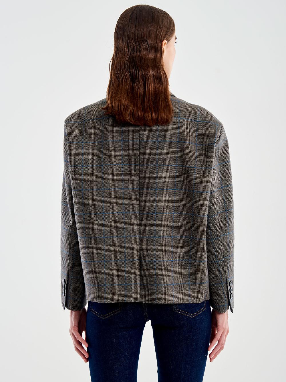 Vicolo Giacca Oversized Cropped Quadri Marrone Hotsell