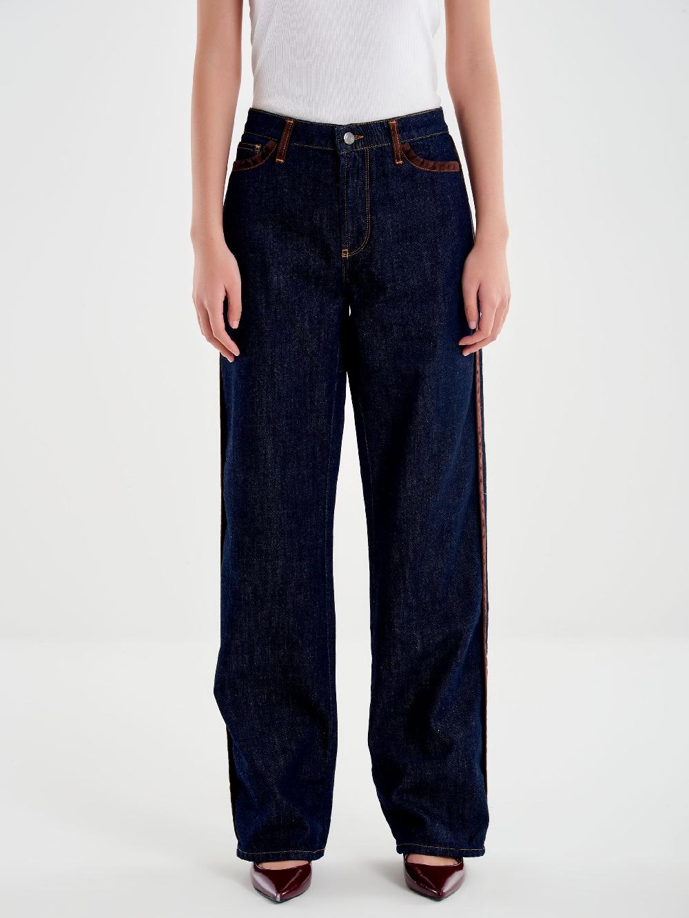 Vicolo Jeans Icon Alex con Profili in Alcantara Blu Fino Al -60%