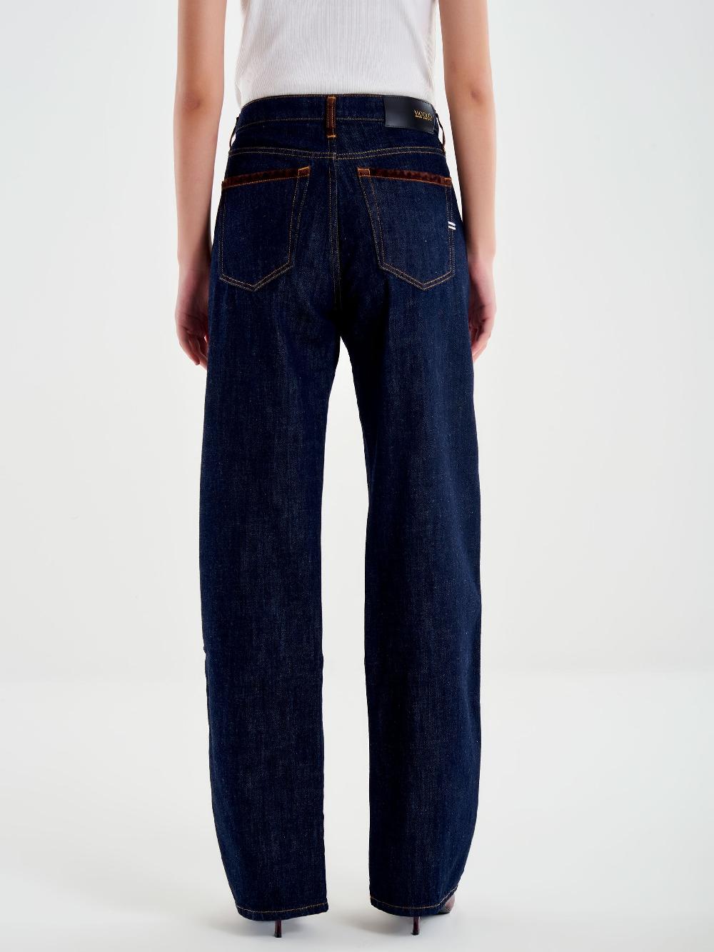 Vicolo Jeans Icon Alex con Profili in Alcantara Blu Fino Al -60%