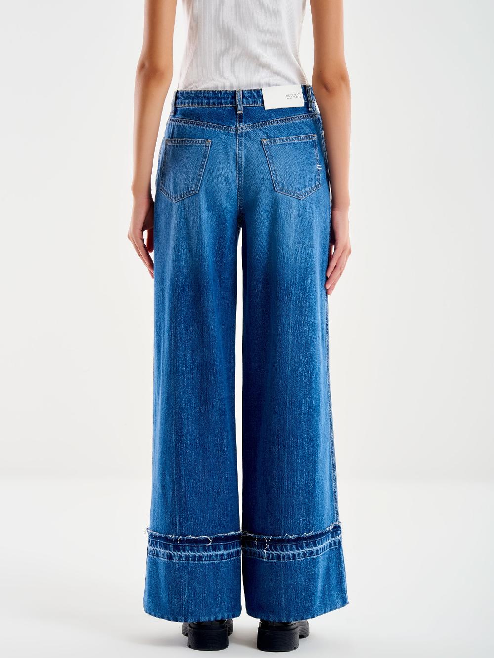 Vicolo Jeans Icon Lexie con Fondo Ricucito Blu Prezzo Ridotto