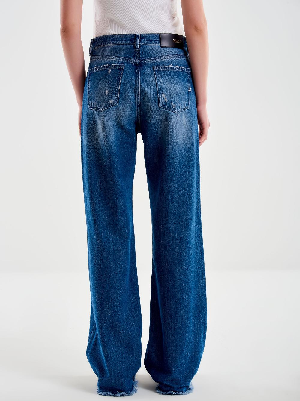 Vicolo Jeans Ampio Zeno Sfrangiato Blu Sottocosto