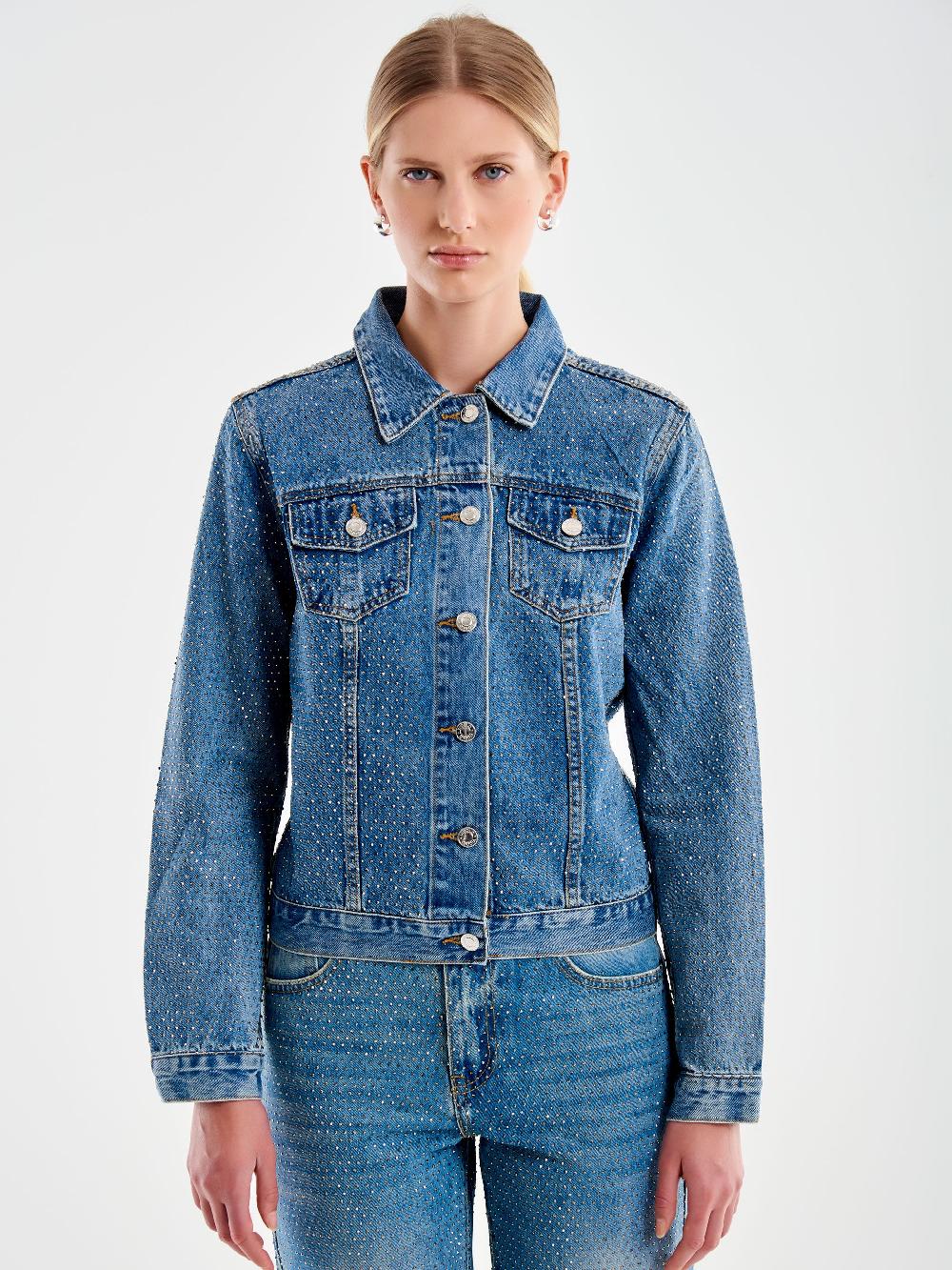 Vicolo Giacca Jeans con Strass Blu Novità