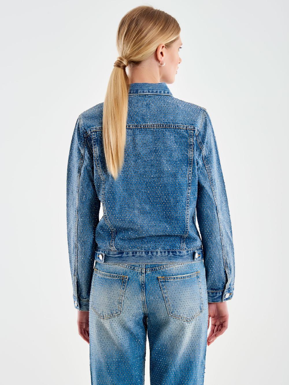 Vicolo Giacca Jeans con Strass Blu Novità