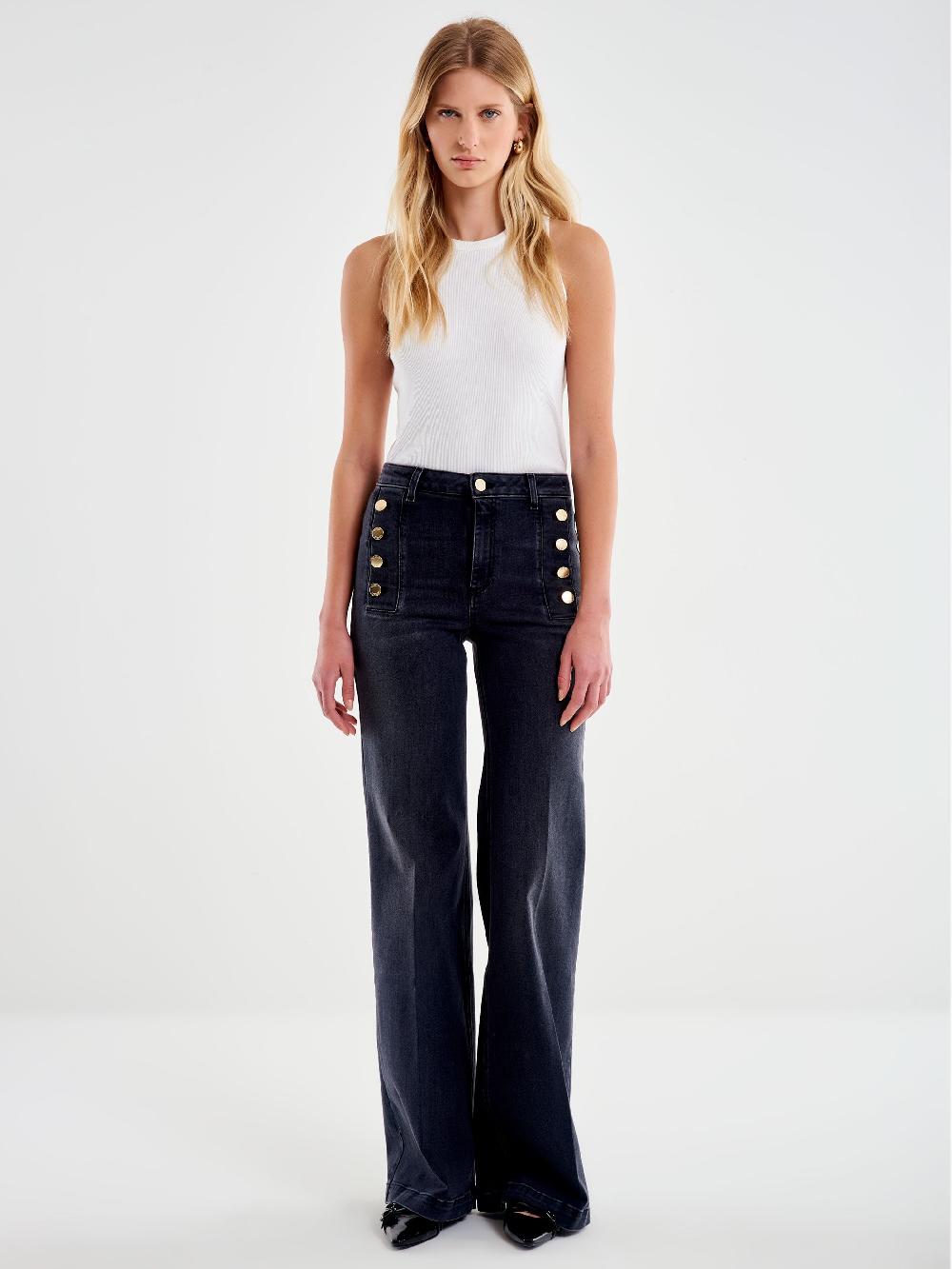 Vicolo Jeans Giudith con Bottoni Nero Nero