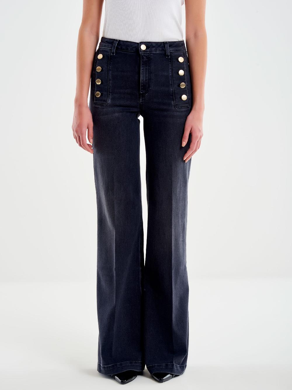 Vicolo Jeans Giudith con Bottoni Nero Nero Economico