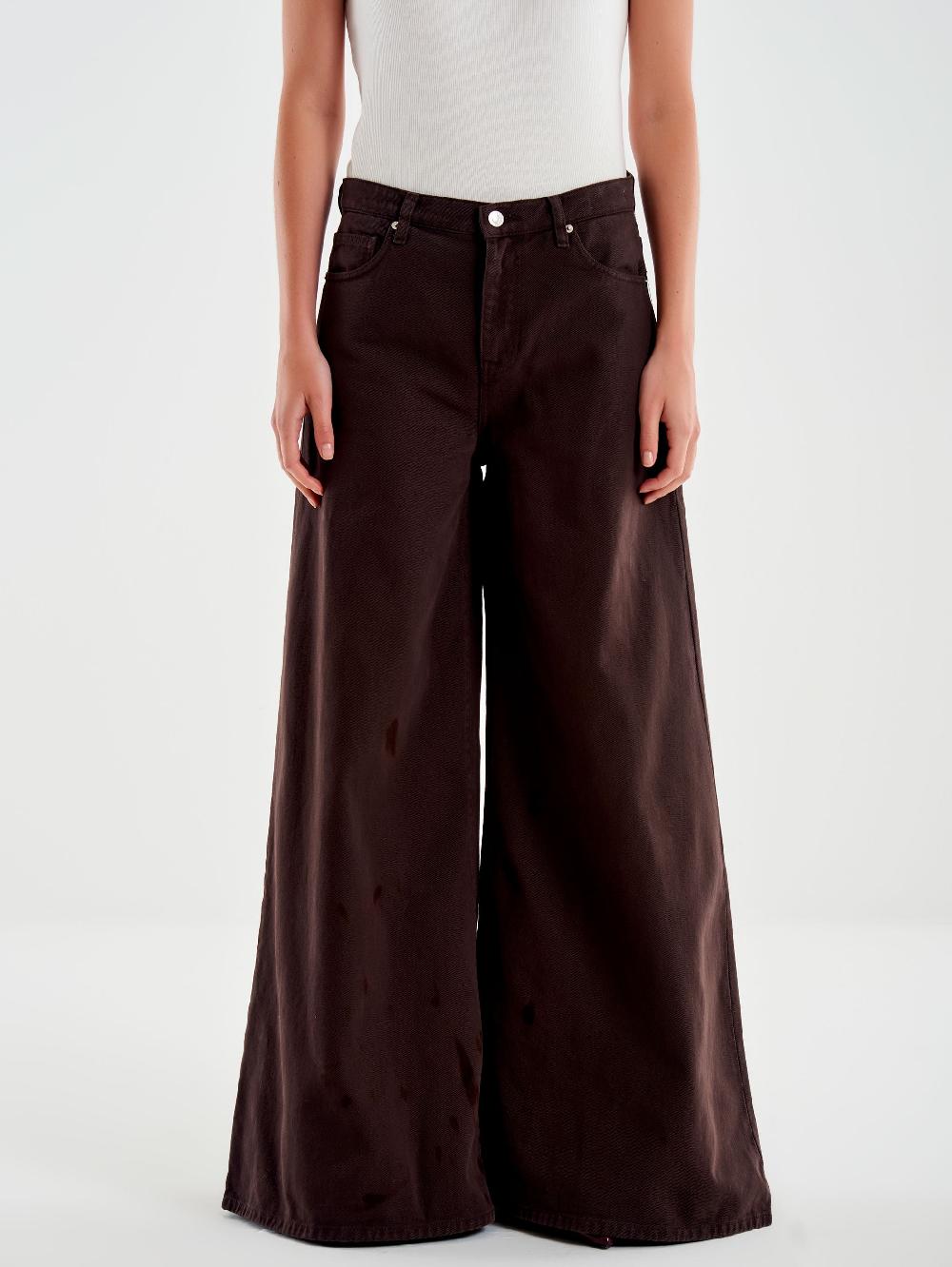 Vicolo Jeans Nikoleta Ampi Marroni Marrone In Vendita