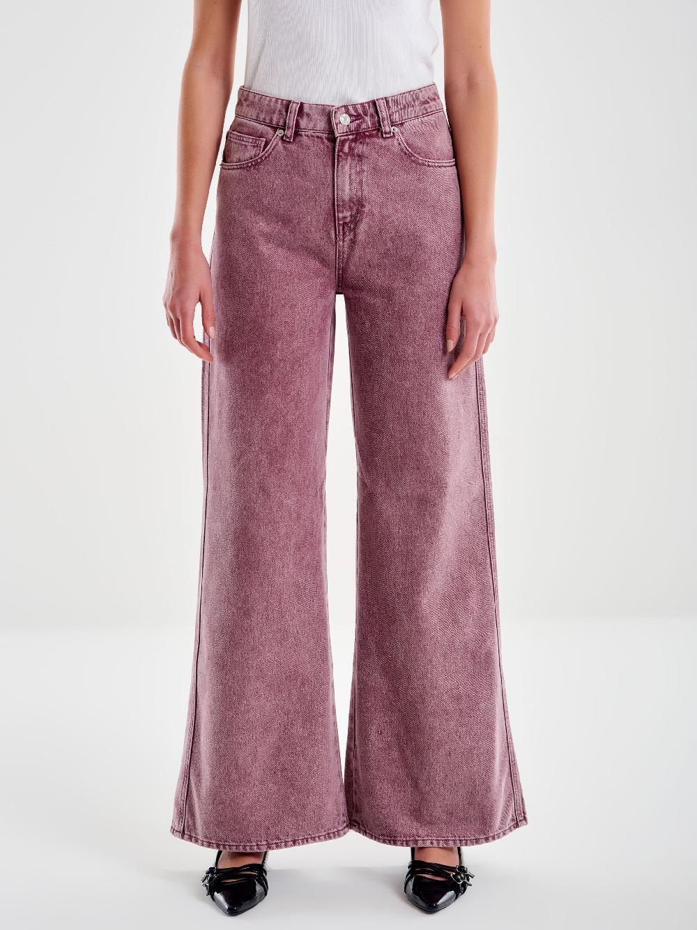 Vicolo Jeans Kia Wide Leg Bordeaux Bordeaux Saldi Di Fabbrica