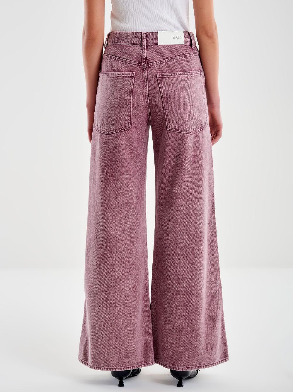 Vicolo Jeans Kia Wide Leg Bordeaux Bordeaux Saldi Di Fabbrica