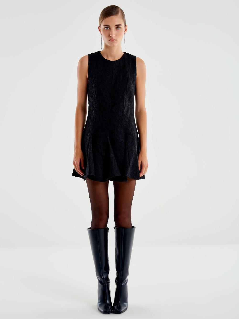 Vicolo Abito Mini Jaquard Nero In Linea