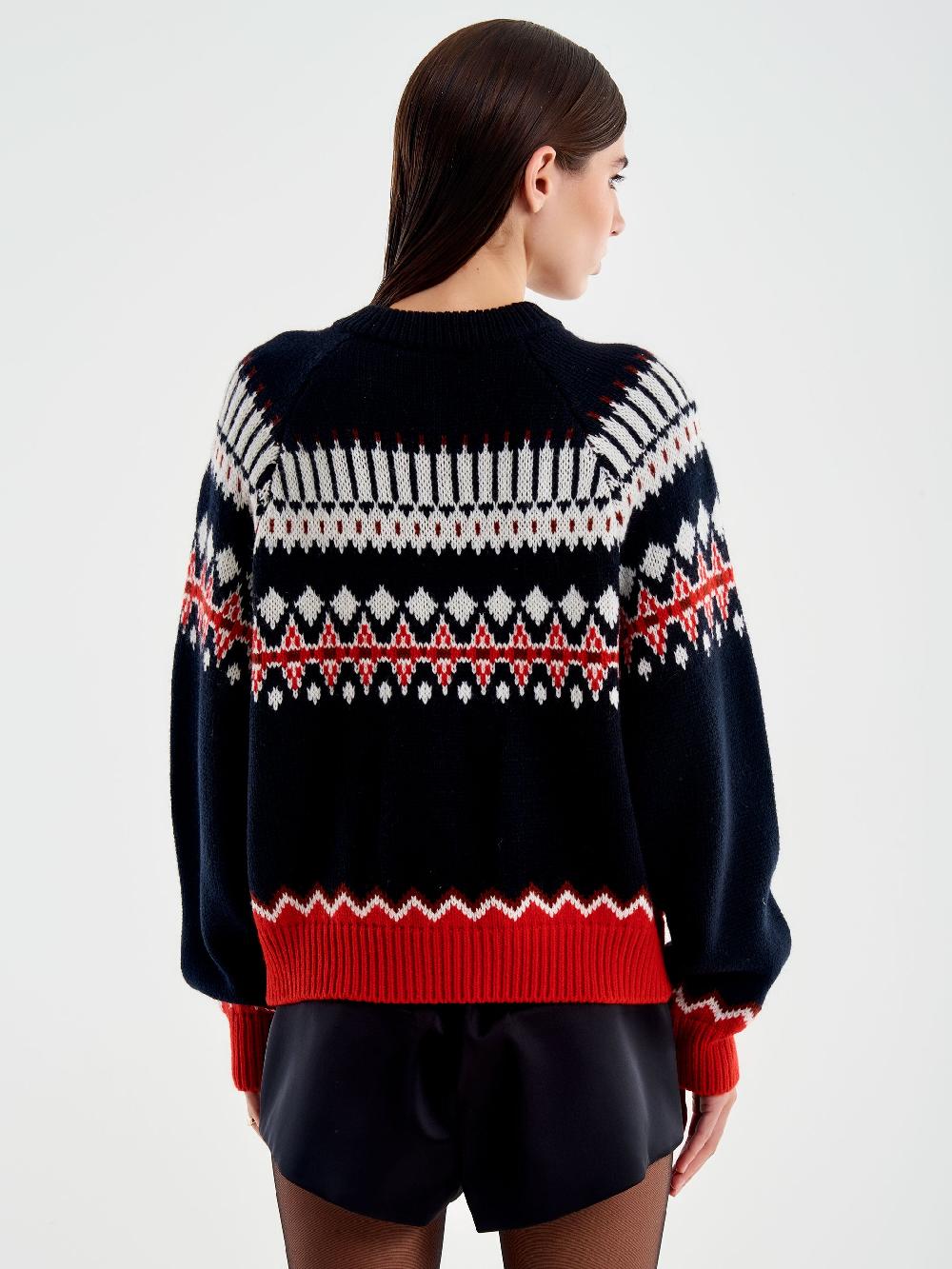 Vicolo Cardigan con Tasche Motivo Jaquard Nero Novità