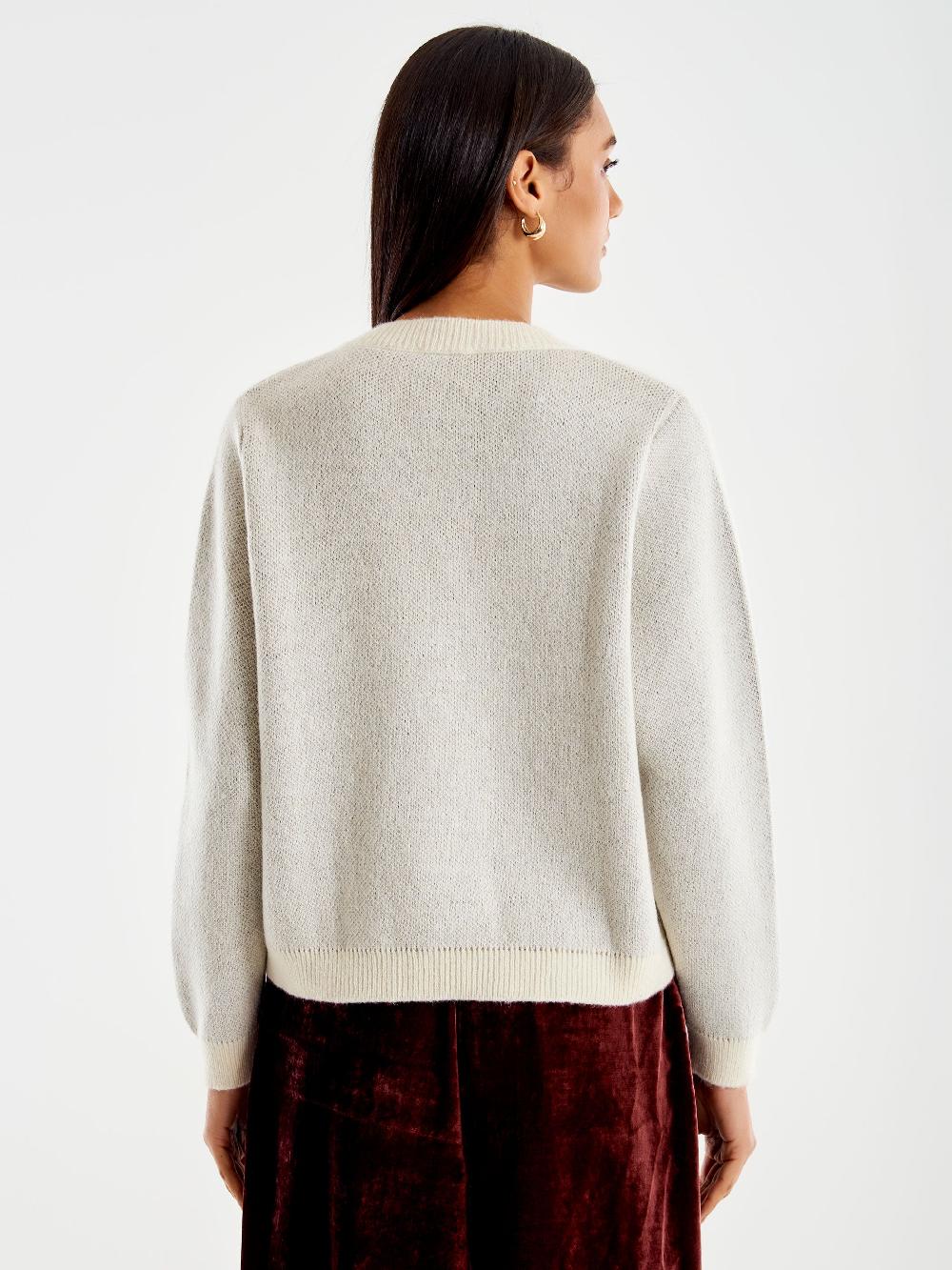 Vicolo Pull Con Orsetto Ricamato Bianco Offerte stagionali