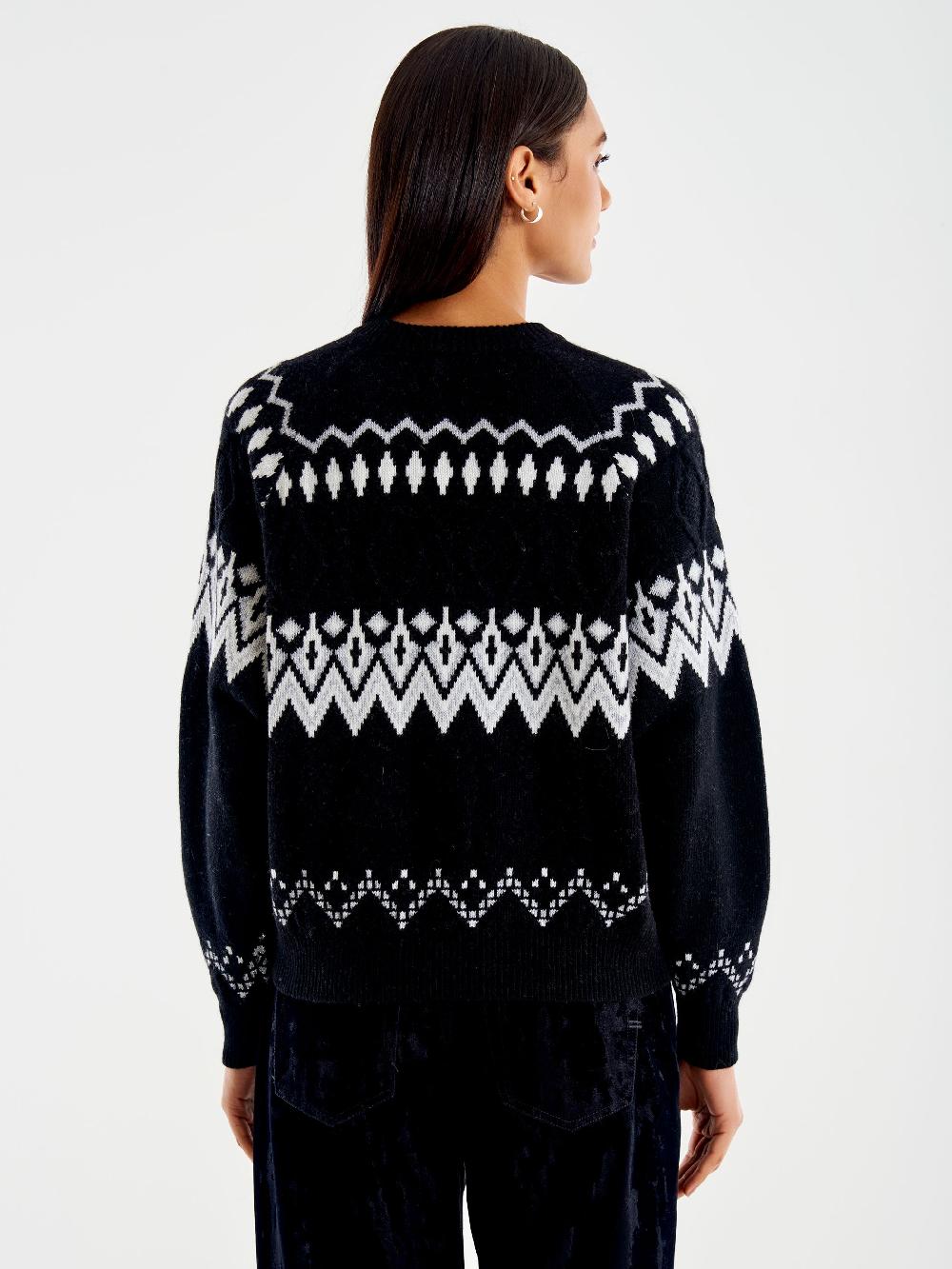 Vicolo Pull Jaquard in Maglia Nero Online