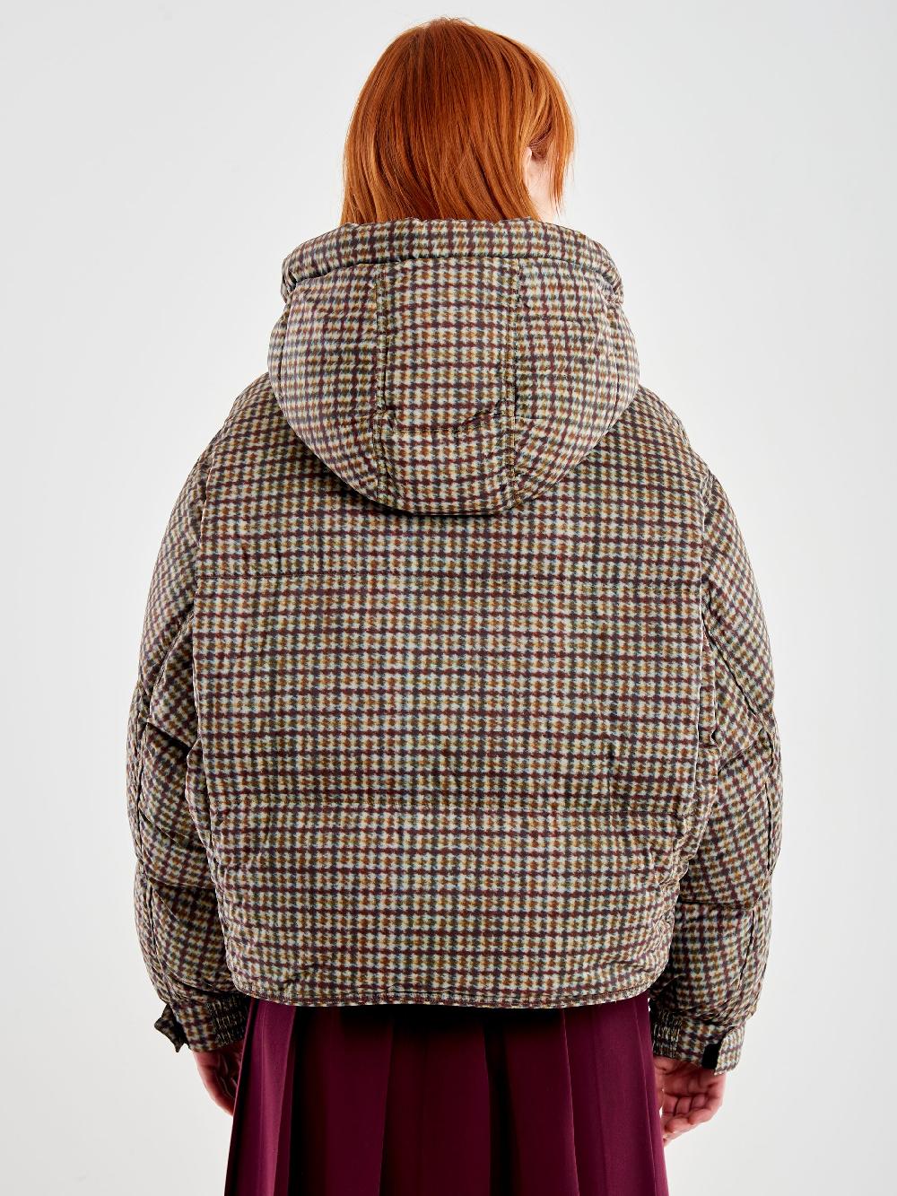 Vicolo Piumino Cropped A Quadretti Militare Vendita Calda