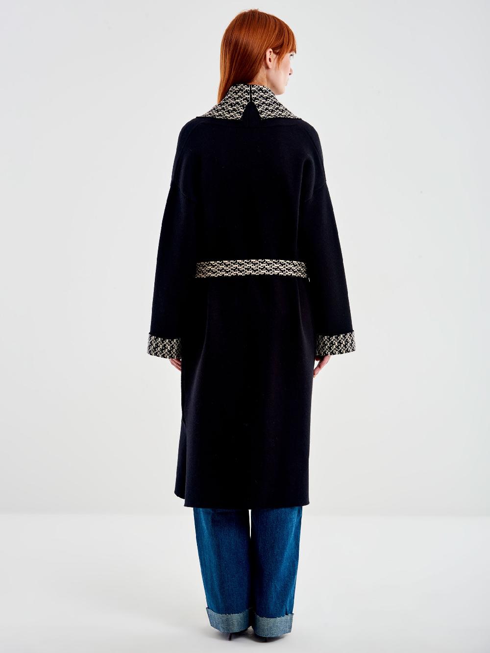 Vicolo Cappotto in Maglia Nero In Saldo