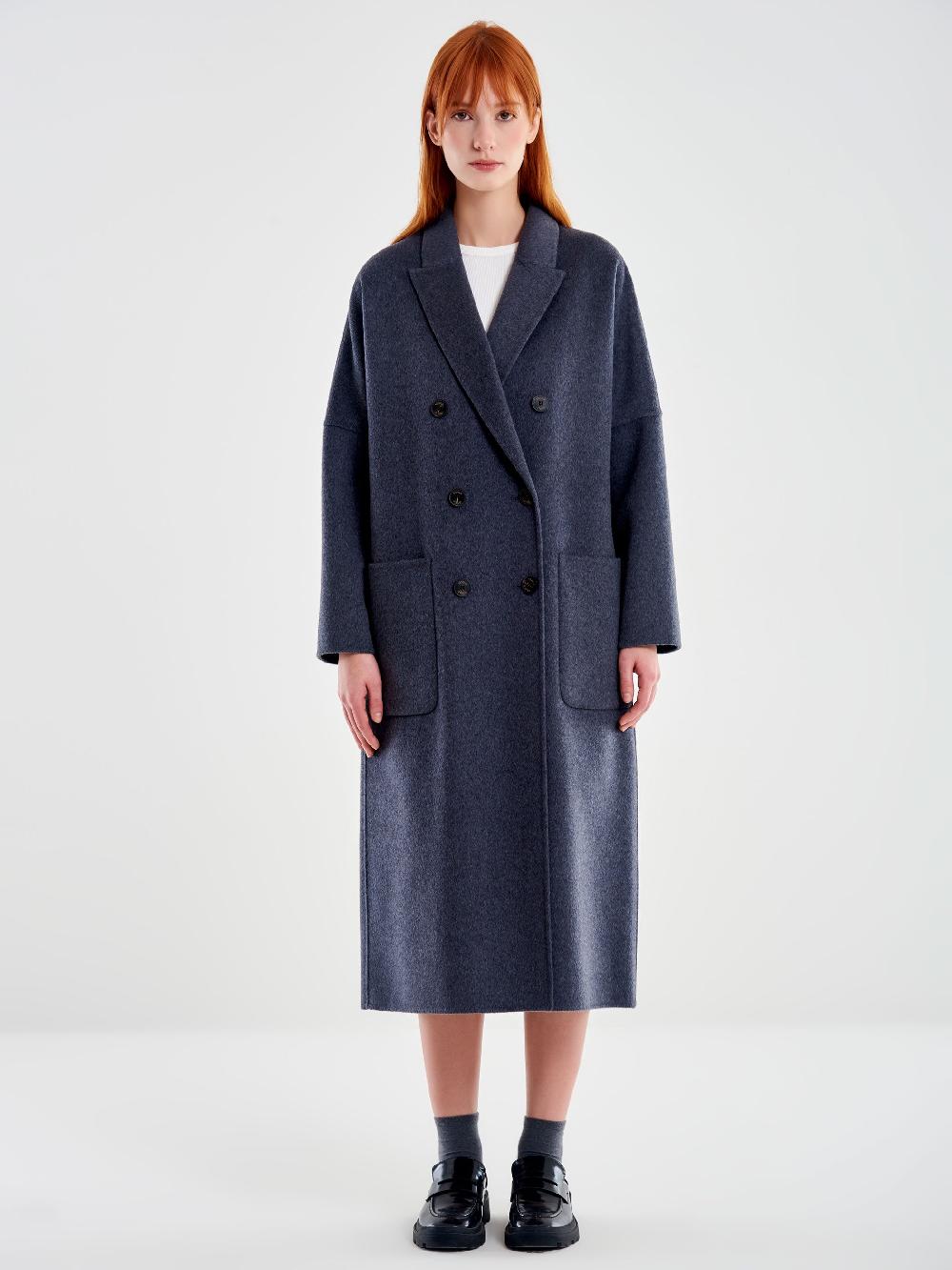 Vicolo Cappotto Doppiopetto Basic Lungo Grigio Nuova