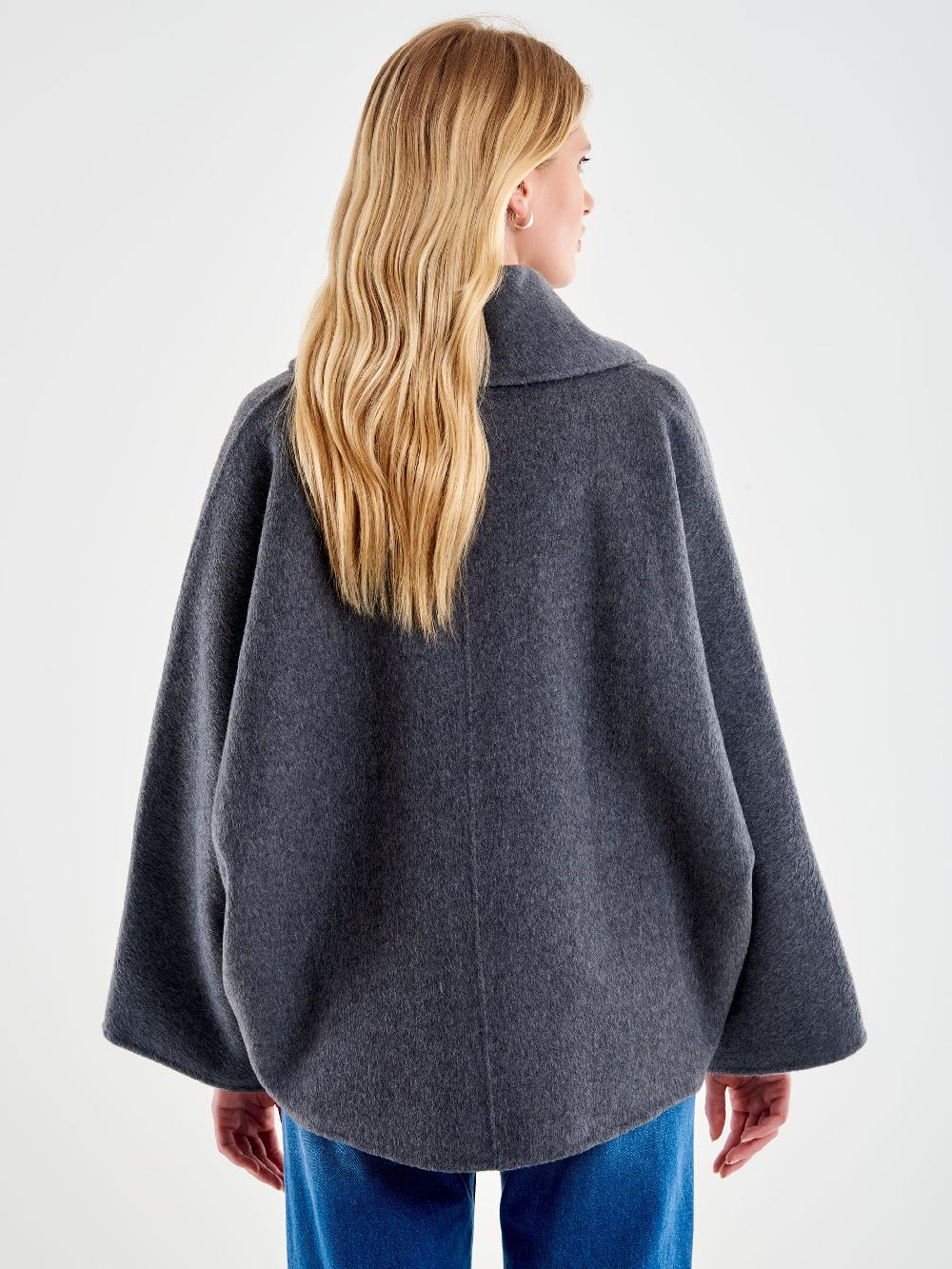 Vicolo Giacca Kimono Oversized Grigio In Linea