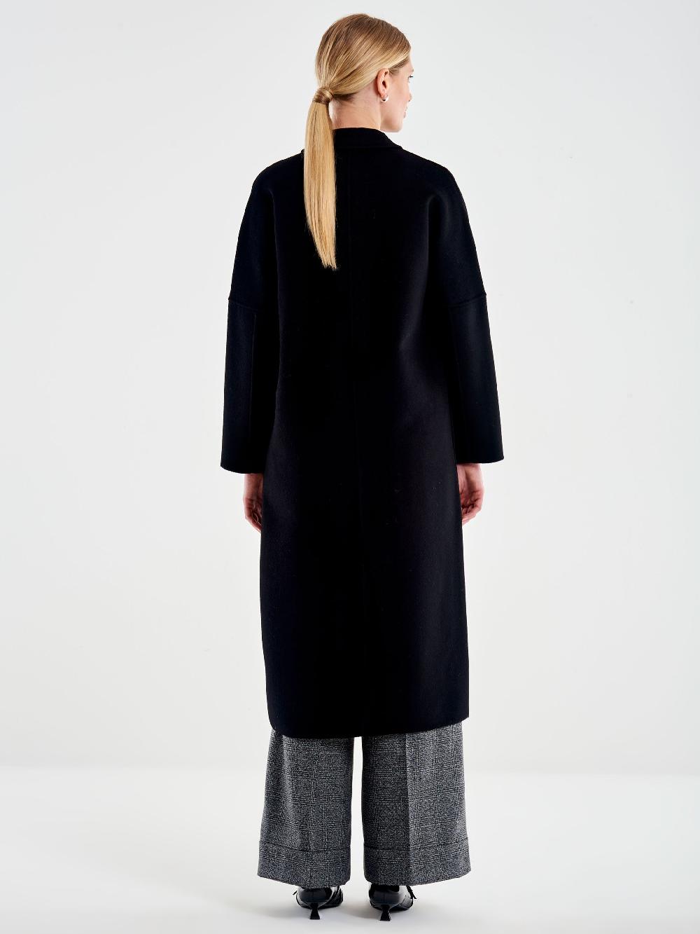 Vicolo Cappotto Doppiopetto Basic Lungo Nero Nuovo
