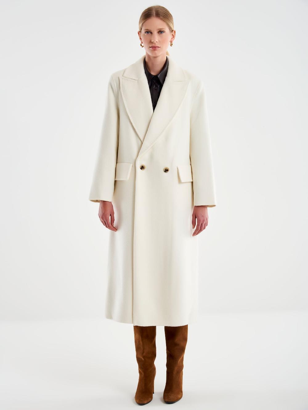 Vicolo Cappotto Lungo Doppiopetto Bianco Vendita