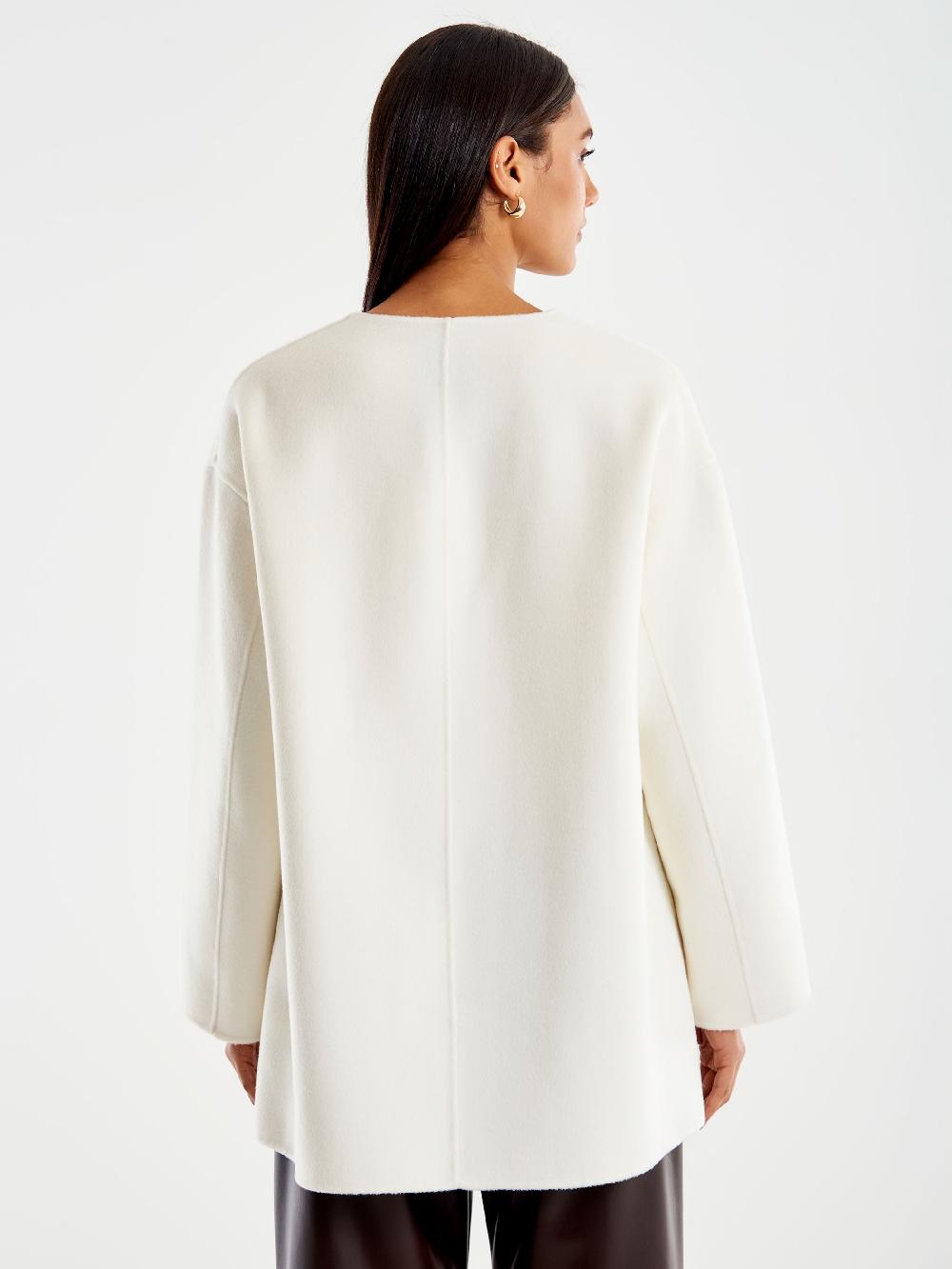 Vicolo Cappotto Corto Scollo a V Bianco Promozione