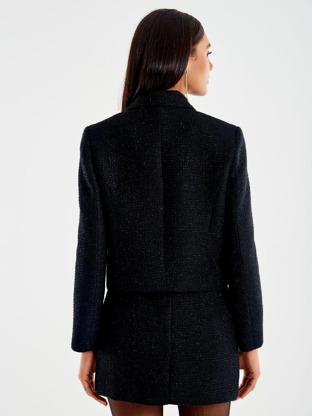 Vicolo Blazer Lamè Cropped Nero Pezzi Unici