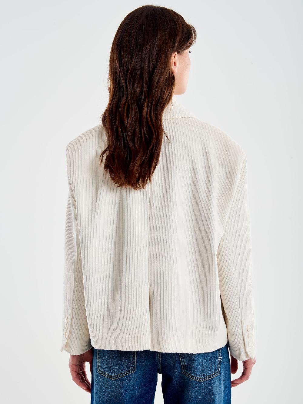 Vicolo Giacca Oversized Cropped Velluto Bianco Acquista Ora