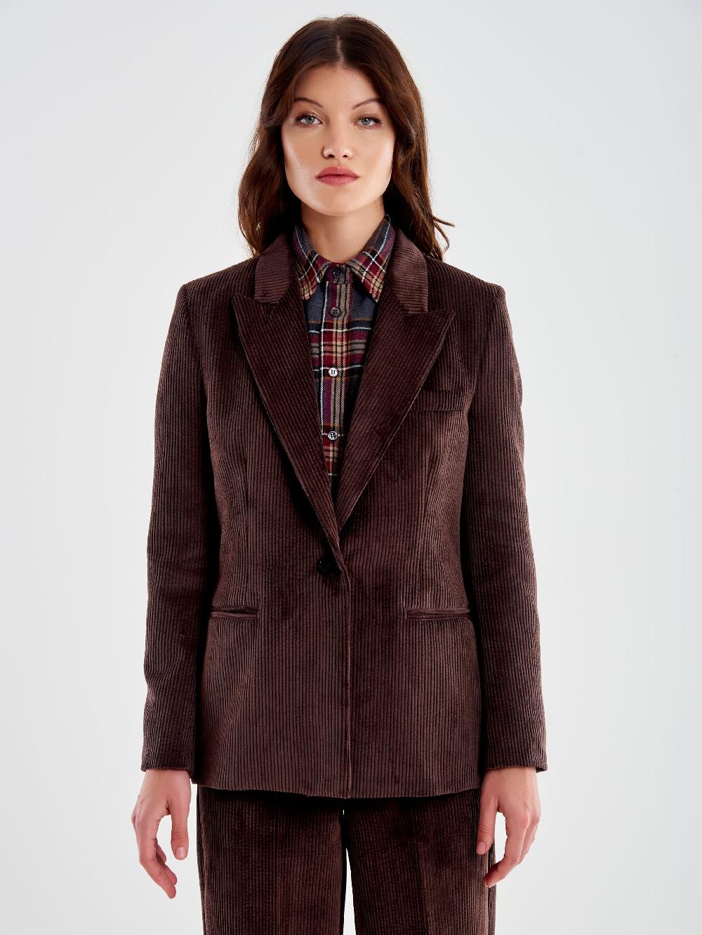 Vicolo Blazer Monopetto in Velluto a Coste Moro Shopping Online