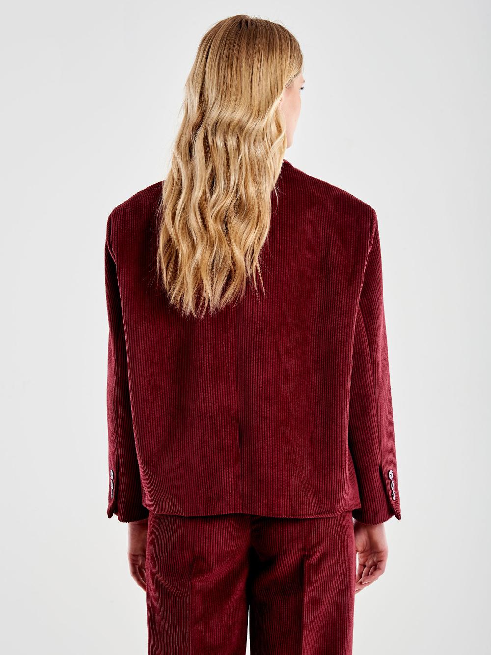 Vicolo Giacca Oversized Cropped in Velluto Bordeaux Affare Del Giorno