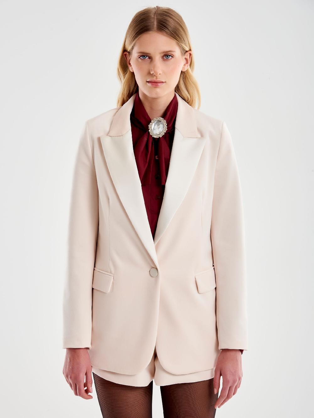 Vicolo Blazer Velluto con Reverse Satin Bianco Prezzo Ridotto