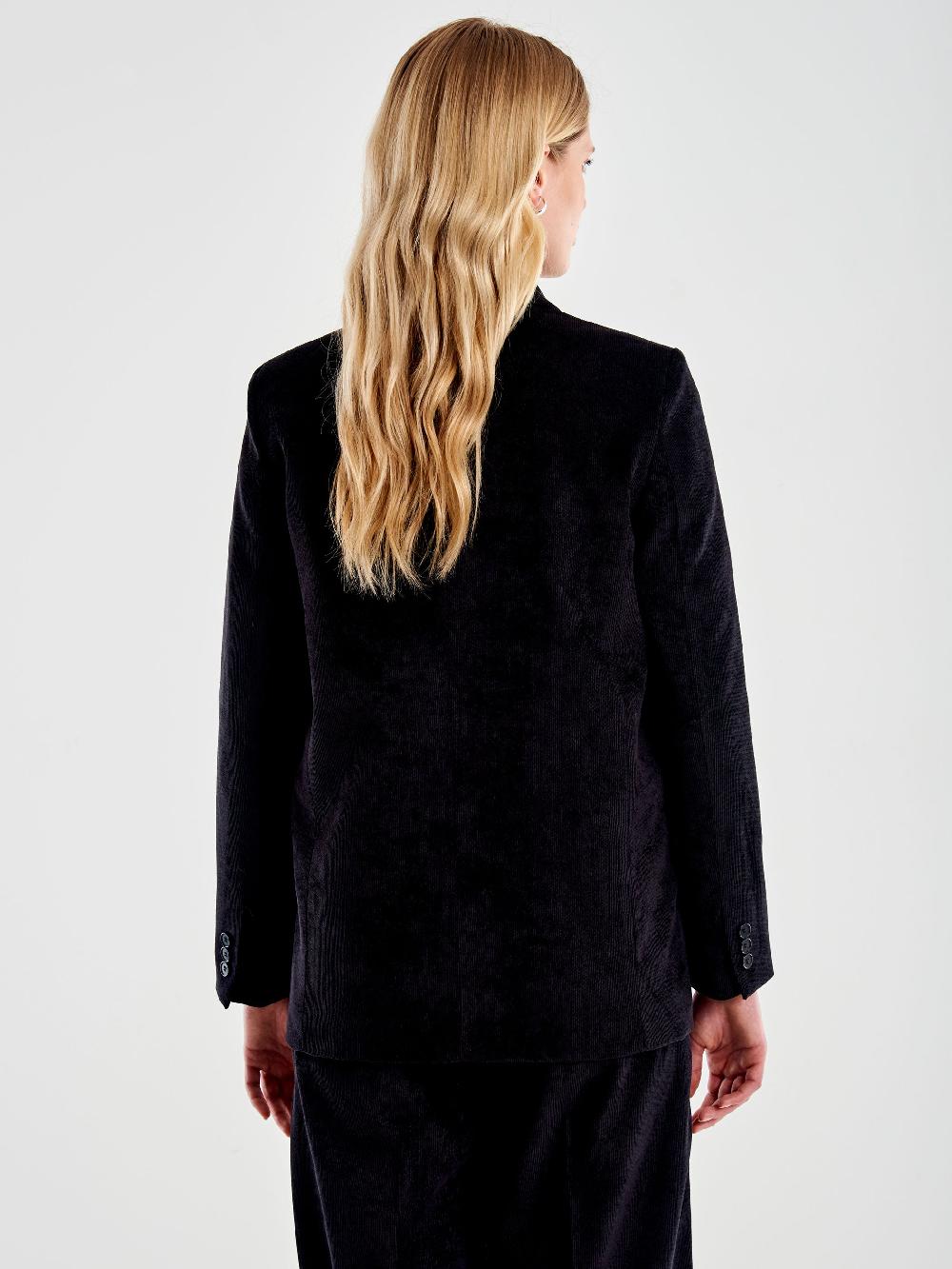 Vicolo Blazer in Velluto Doppiopetto Nero Sottocosto