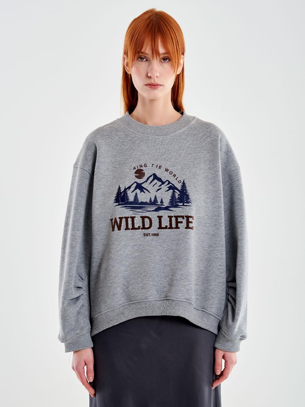 Vicolo Felpa Oversized Wild Life Grigio Online