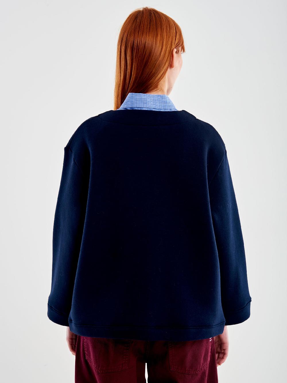 Vicolo Cardigan in Felpa con Patch Blu In Vendita