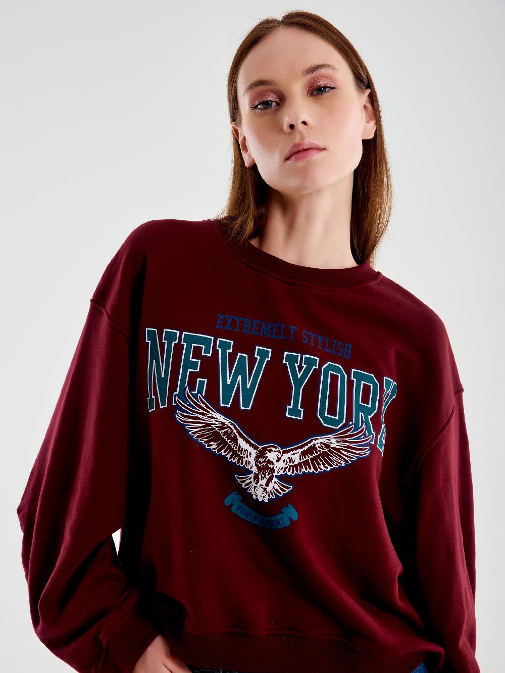 Vicolo Felpa Oversized Varsity Bordeaux Offerte