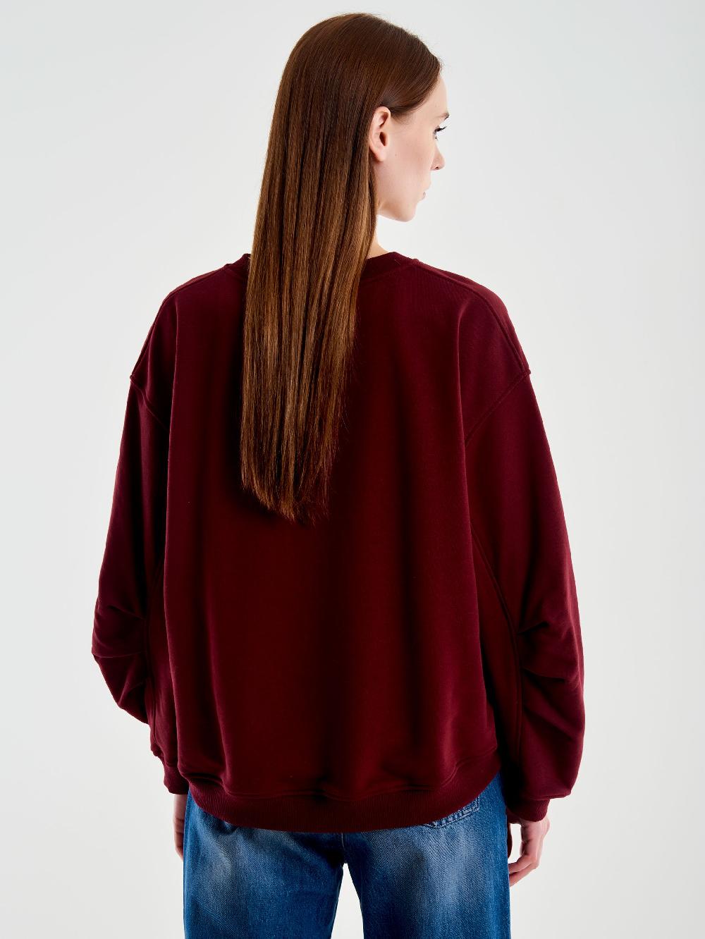 Vicolo Felpa Oversized Varsity Bordeaux Offerte