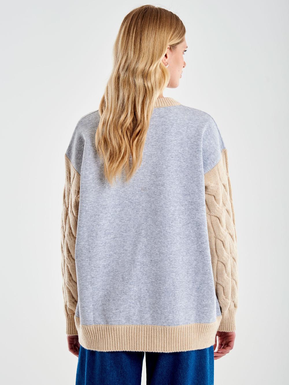 Vicolo Felpa con Dettagli in Maglia Grigio Hotsell