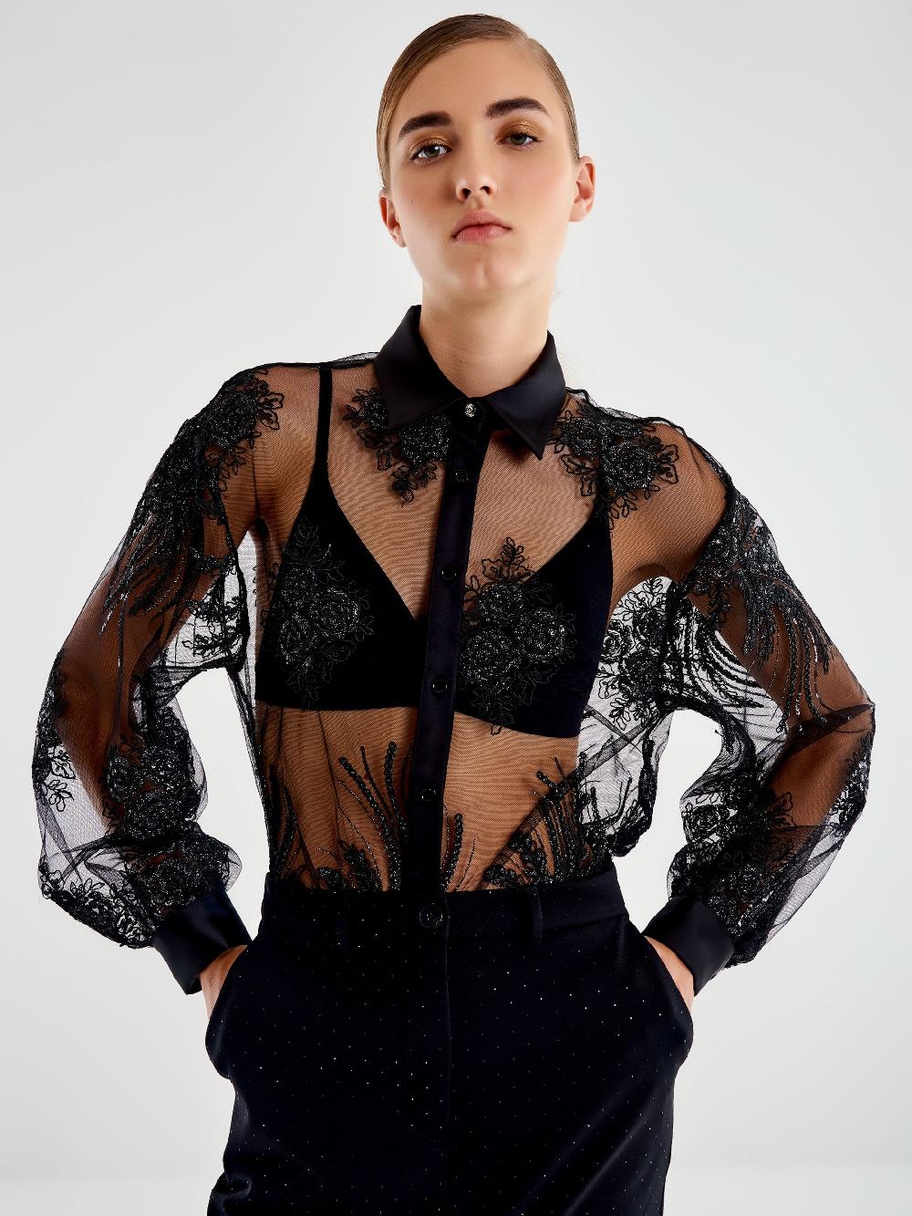 Vicolo Camicia in Pizzo Nero Vendita Calda