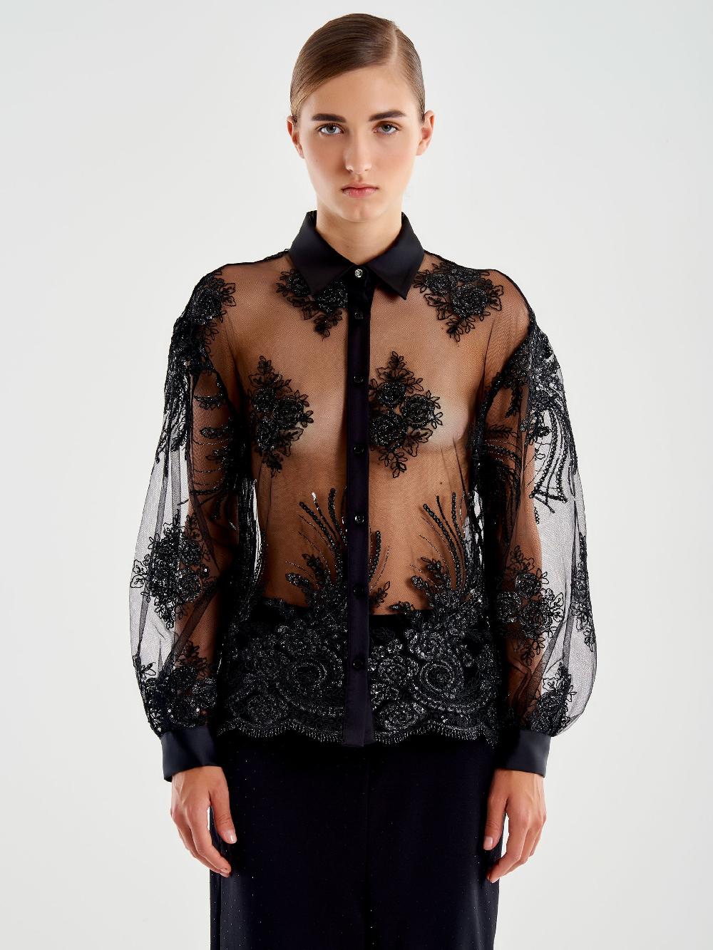 Vicolo Camicia in Pizzo Nero Vendita Calda