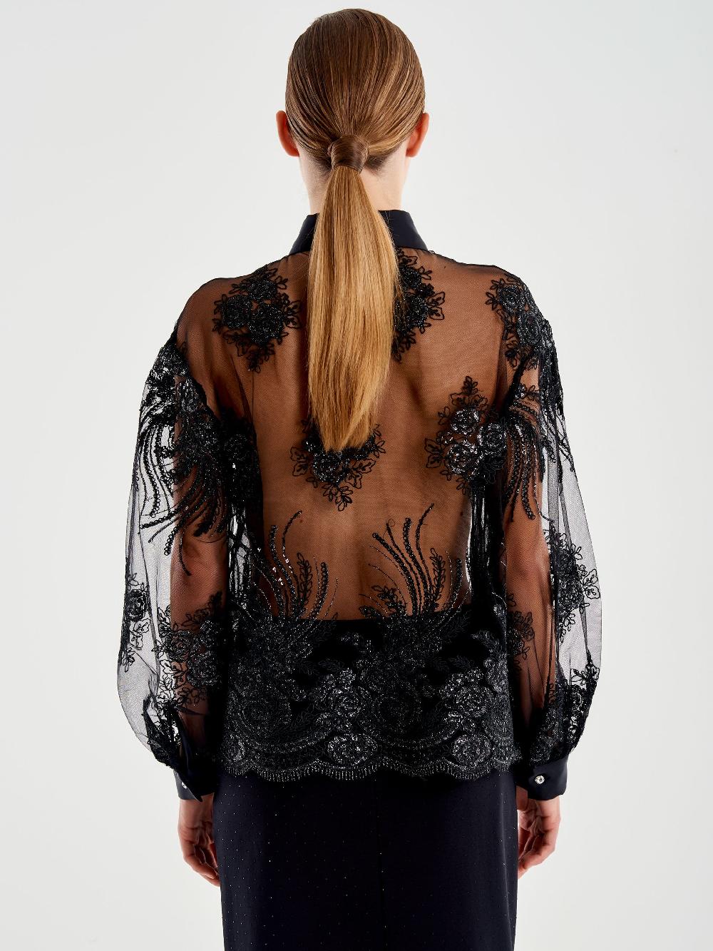 Vicolo Camicia in Pizzo Nero Vendita Calda