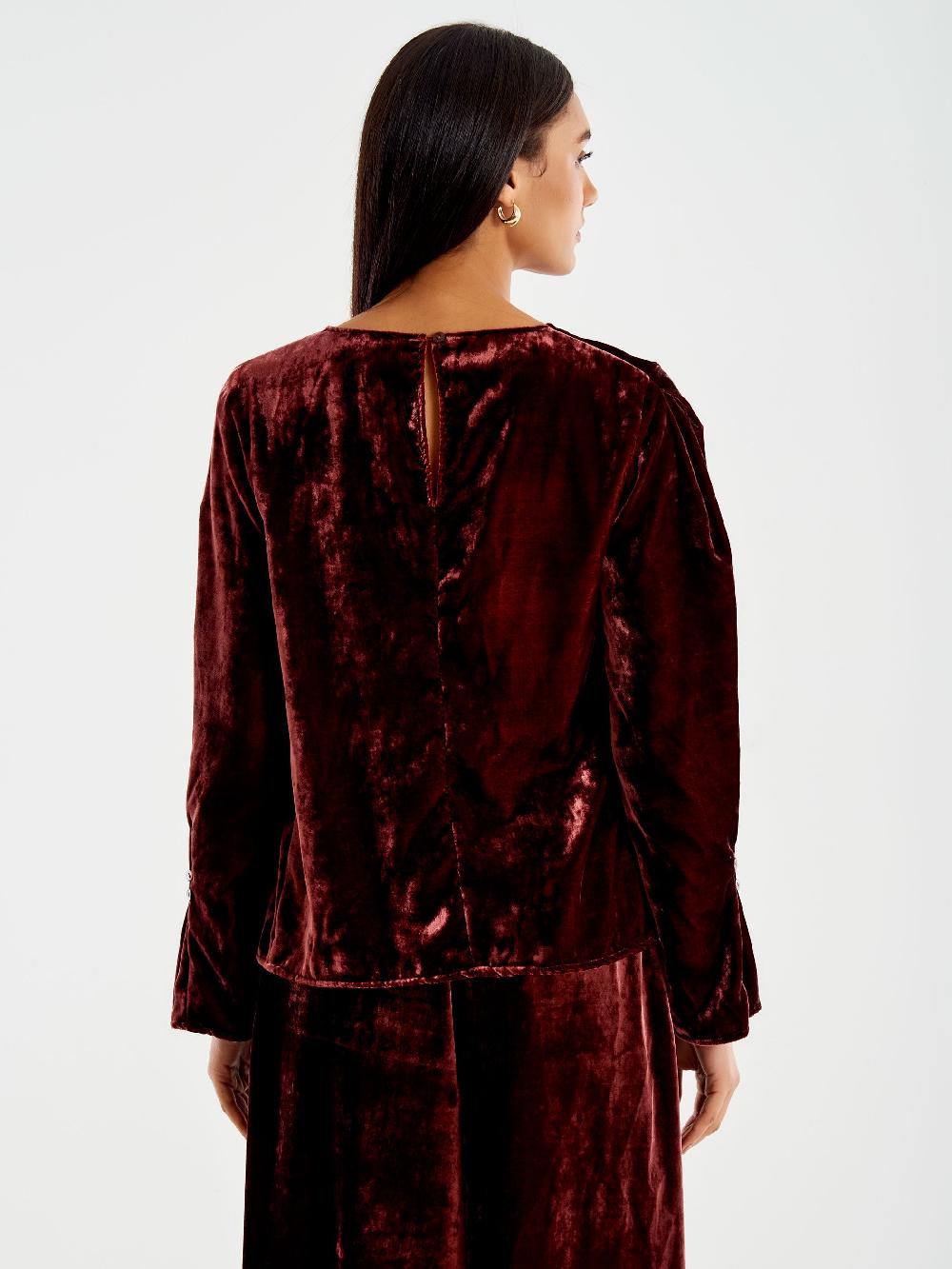 Vicolo Blusa Girocollo Velluto Bordeaux I Più Venduti
