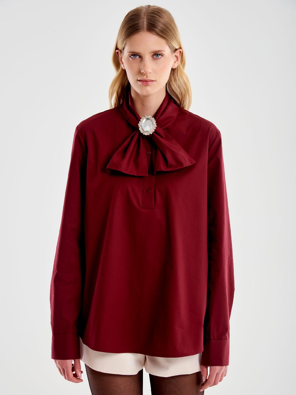 Vicolo Camicia con Fiocco e Cabochon Bordeaux In Saldo