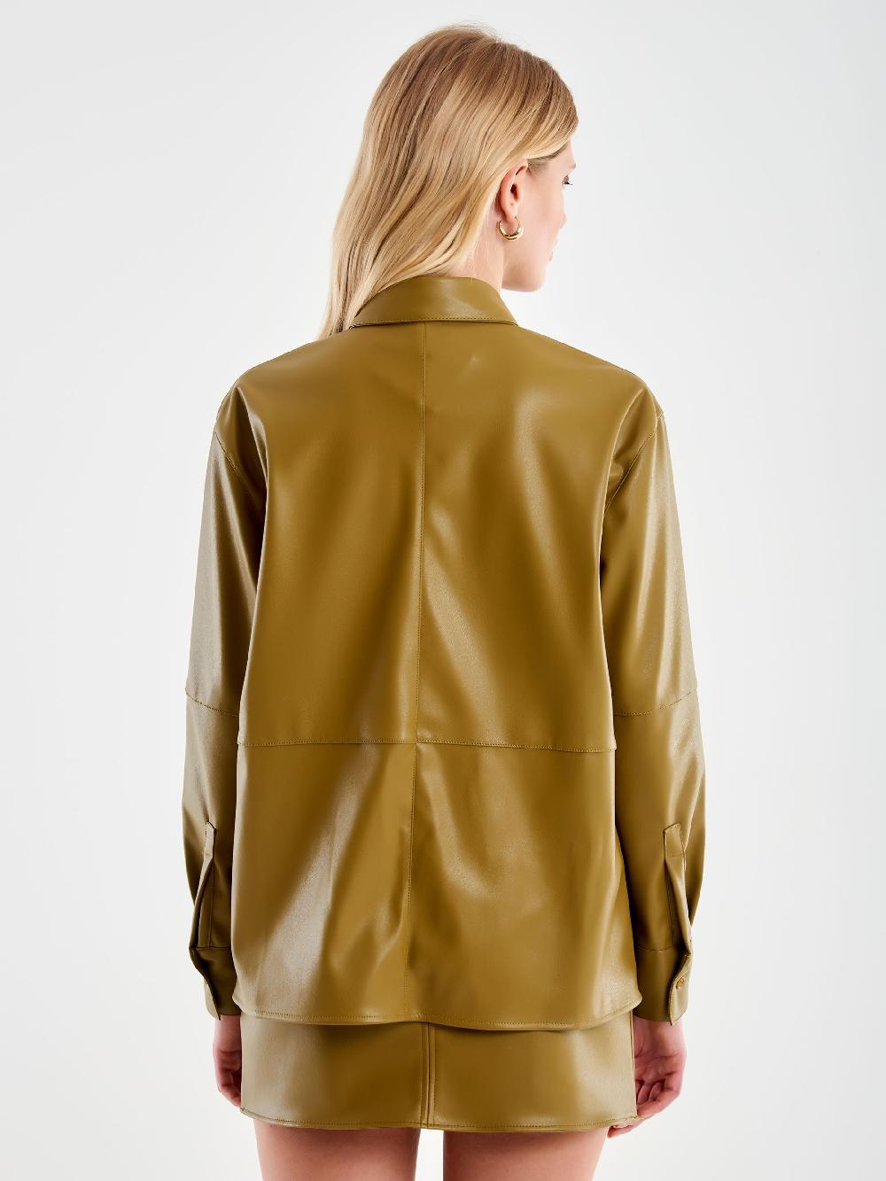 Vicolo Camicia Effetto Pelle Militare Nuova