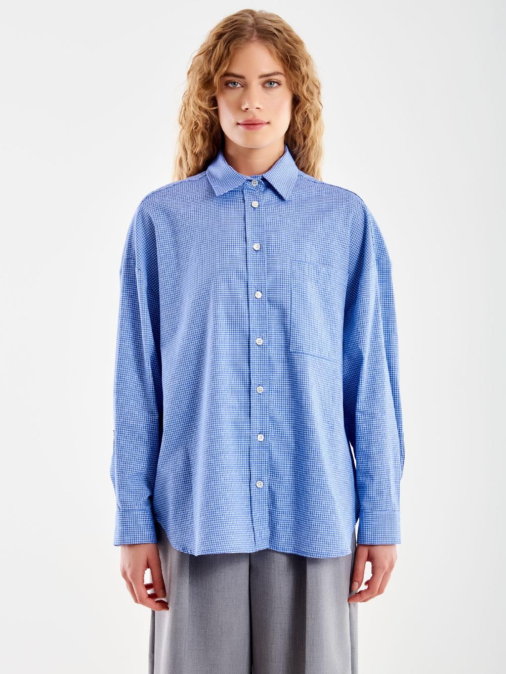 Vicolo Camicia a Quadri con Tasca Blu Moda