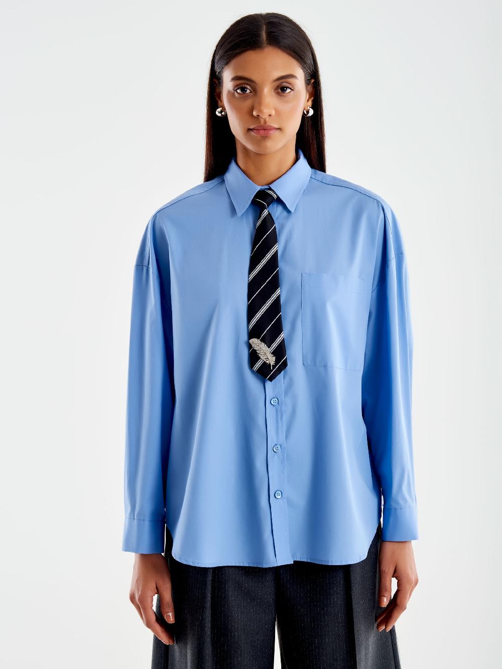 Vicolo Camicia con Cravatta a Righe Azzurro Sconto