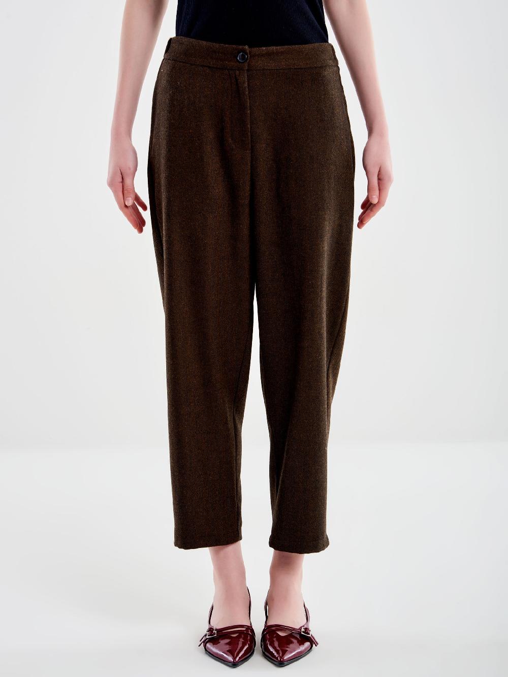 Vicolo Pantalone Carrot Fit Fesco di Lana Spinato – Vicolo Nuovo