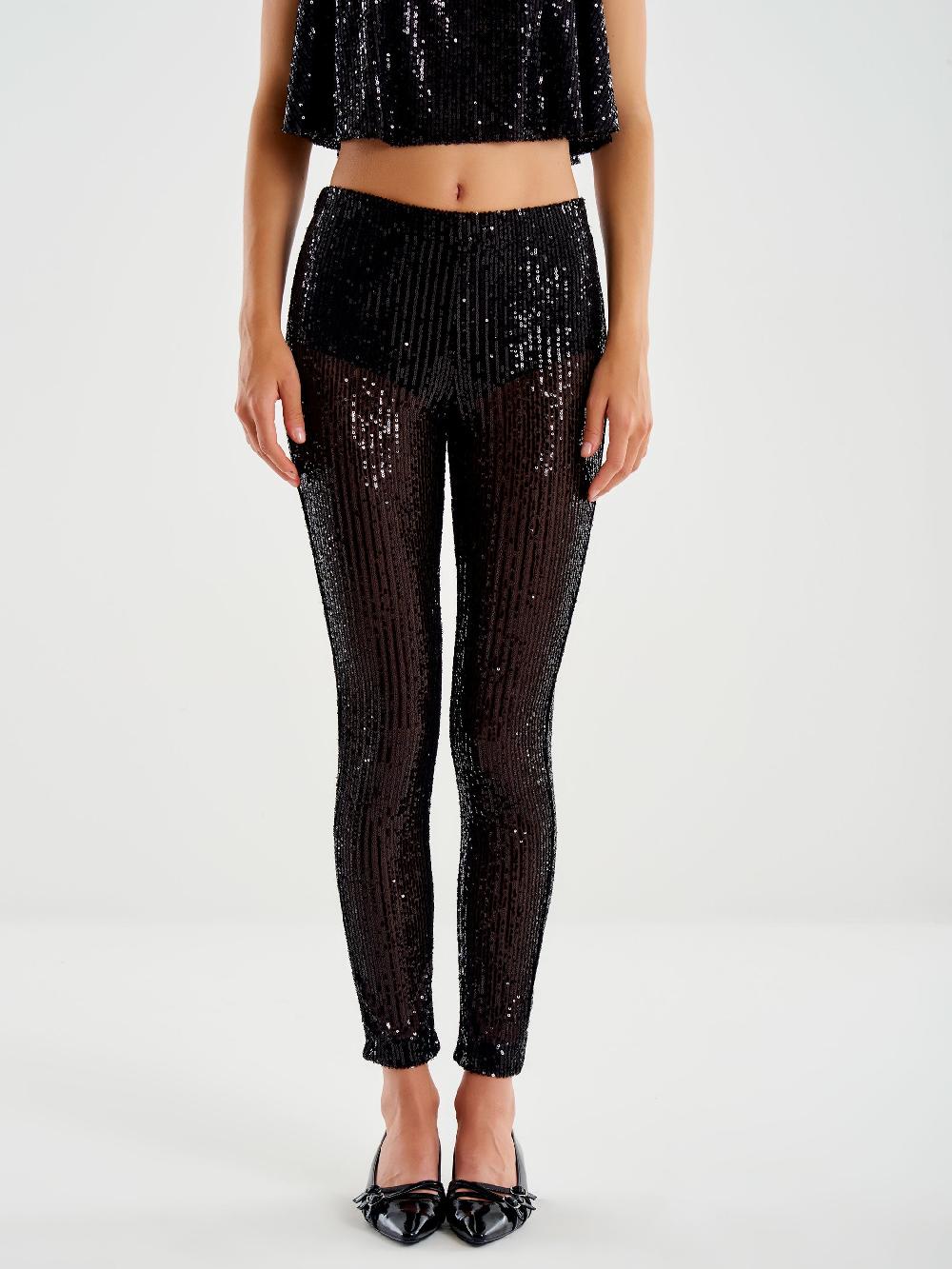 Vicolo Leggings in Paillettes Nero Pezzi Unici